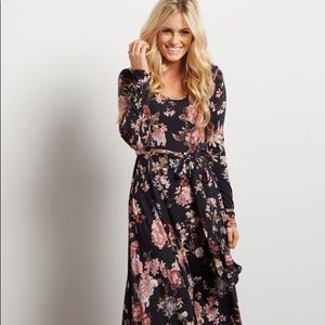 Pinkblush Black Floral Maternity Maxi Dress